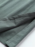 Mens Vintage Stand Collar Solid Color Cotton&Linen Robes