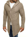 Men's Casual Hooded Khaki Long Sleeve Pockets Sweater Coats