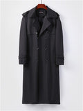 Men's Double-Breasted Lapel Gentleman Business Casual Long Trench Coat