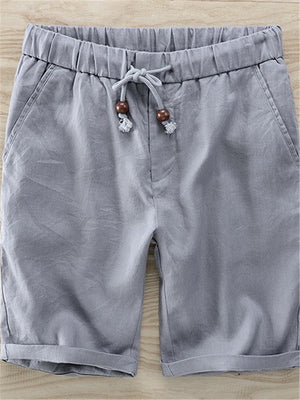Casual Men's Solid Color Linen Shorts