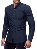 Spring Pure Color Fit Turn-down Collar T-shirts for Men