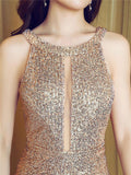 Stunning Sequin Halter Neck Mermaid Dinner Date Dress