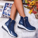 Extra Comfortable Side Zipper Thick Bottom Wedge Boots