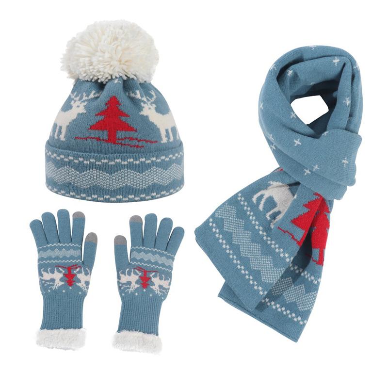 Winter Casual Outdoor Thermal Knitted Hat +Scarf +Gloves