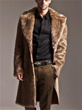 Men's Gentleman Lapel Knee-Length Fur Coat