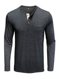 Men's Casual Round Neck Long Sleeve Daily Wear Solid Color T-Shirt