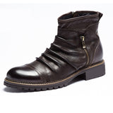 Men Split Leather Drape Design Boots