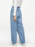 Youth Campus Style Extra Loose Straight-Leg Light Blue Denim Jeans for Women