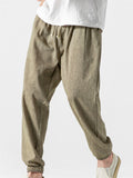 Cotton Linen Solid Color Breathable Loose Jogger Pants