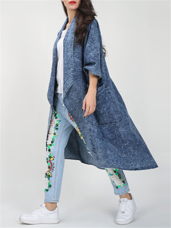 Women's Big Pocket Casual Style Denim Coats