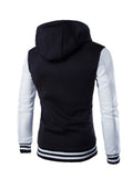 Men’s Slouchy Drawstring Hood Front Button Fastening Long Sleeve Sweatshirt