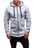 Casual Fashion Pocket Sports Zipper Drawstring Hooded Sweatshirt