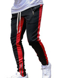 Mens Casual Side Stripe Sporty Drawstring Elastic Waist Jogger Pants