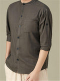 Loose Casual Comfy Full Buttons Long Sleeve Shhirts With Pocket For Men