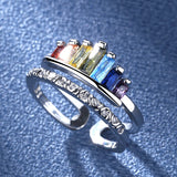 Fashion Opening Adjustable Rainbow Crown Ring