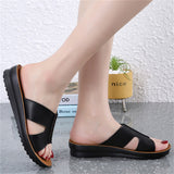 Summer Plus Size Soft Genuine Leather Women Sandy Beach Slippers