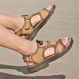 New Mens Casual Open Toe Cowhide Leather Sandals