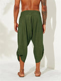 Men's Calf-Length Drawstring Linen Harem Pants