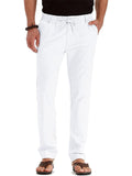 Men's Elastic Drawstring Waistband Casual Straight Cotton Pants
