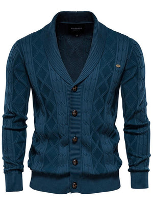 Mens Vintage Stripes Cardigan Sweater Twist Knitted Button Down Sweater