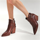 Vintage London Style Zipper Chunky Heels Chelsea Women Boots