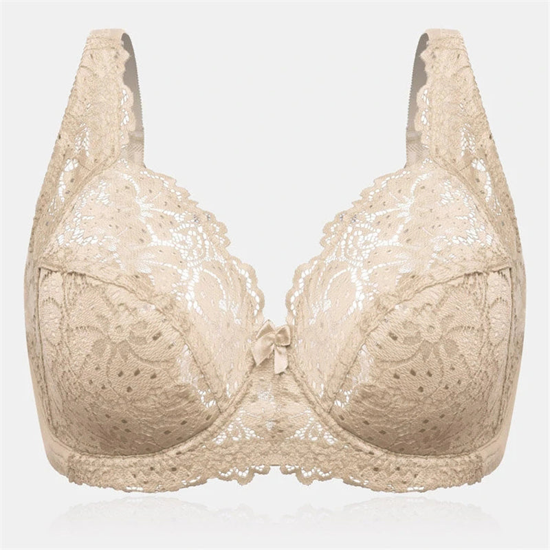 Women's Ultrathin Modal Floral Lace DDD Cup Bras - Nude