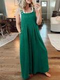 Women's Casual Cotton Linen Wide Leg Holiday Jumpsuits