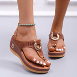 Summer Vacation Wedge Heels Slip On Sandals for Women