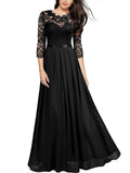 Gorgeous Floral Lace Bodice Fitted Waist Pleated Dress for Prom