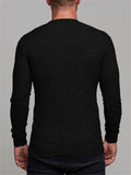 Mens Casual Long Sleeve Round Collar Knitting T-shirt