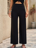 Women's Elastic Waist Stretch Wide Leg Pants