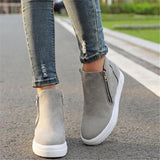 Comfortable Side Zipper Platform Wedge Heel Suede Shoes