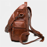 Casual Style Soft Material Rivet Deco Multi-Pocket Large Capacity Backpack