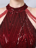 Exquisite Sequined Halter Neck Dress for Evening Party