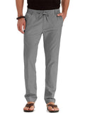 Men's Elastic Drawstring Waistband Casual Straight Cotton Pants