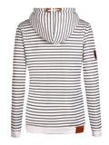 Ladies Pretty Stripe Half Collar Slim Fit Pocket Hoodies