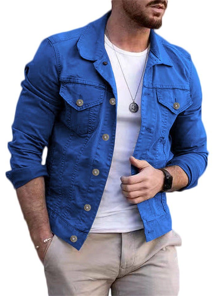 Men's Slim Fit Long Sleeve Casual Denim Jackets
