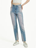 Youth Campus Casual Style Harem Pants Washed Effect Denim Jeans for Women