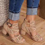 Women's Fashion Chunky Heel Adjustable Buckle Artificial Leather Sandals