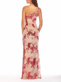 Exquisite Sequined One Shoulder Side Slit Dress for Prom
