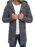 Male Autumn Winter Mid Length Hooded Cardigan Sweaters