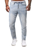 Men's Classic Light Blue Slim Fit Mid Waist Youth All Match Jeans