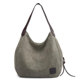 Women's Canvas Three Layer Tote Bag Casual Vintage Handbag