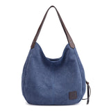 Women's Canvas Three Layer Tote Bag Casual Vintage Handbag