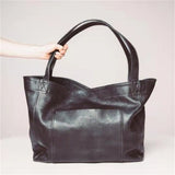 Women's New Solid Burnished Leather Pockets Handbags