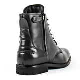 Army Knight Style Men Side Zipper PU Leather Vintage Boots