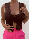 Sexy Pretty Fine Knit Multi-Way Crossed Design Cropped Sweater Vest