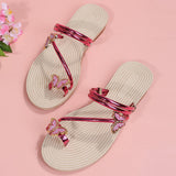 Flat Heel Casual Butterflies Decorated Slippers