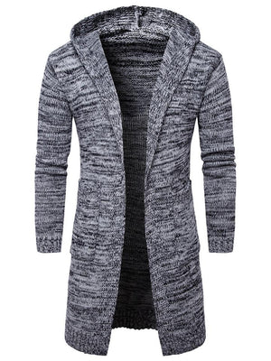 Men's Knitted Long Sleeve Hooded Cardigan