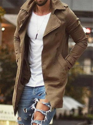 Men’s Fashion Solid Color Trench Coat